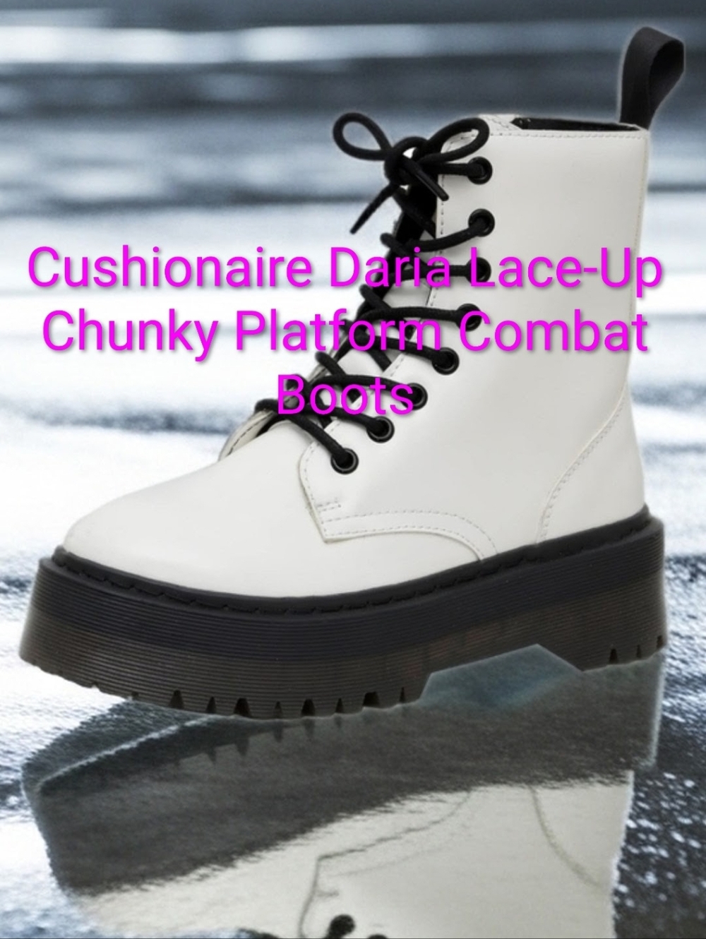 Cushionaire Daria Lace-Up Chunky Platform Combat Boots Womens 7.5 NEW